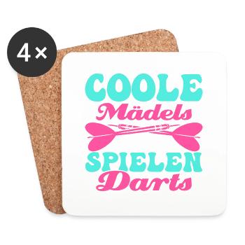 Coole Mädels spielen Darts Dartscheibe Team Dartsp - Untersetzer (4er-Set) - Weiß - Vorne