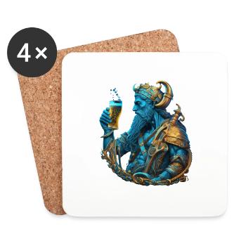 Neptune avec de la bière. Mythologie cool - Dessous de verre (lot de 4) - blanc - Devant