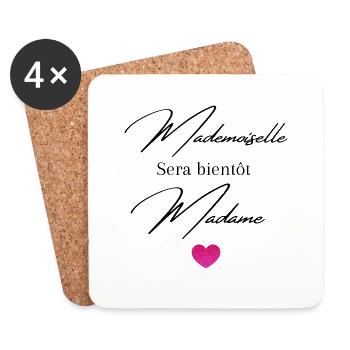 Mademoiselle sera bientôt madame - Dessous de verre (lot de 4) - blanc - Devant