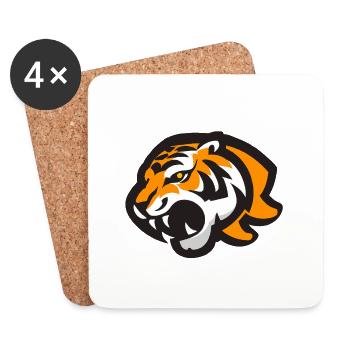 Tigre rugissant - Dessous de verre (lot de 4) - blanc - Devant