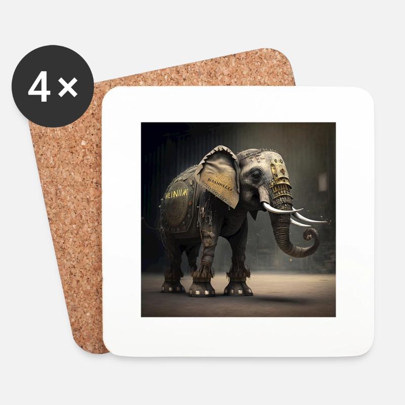 Elephant in Kenya - Coasters (set of 4) - white