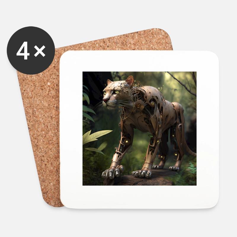 Panter 2 - Untersetzer (4er-Set) - Weiß