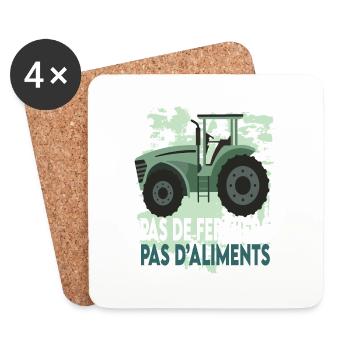 Pas de fermiers pas d'aliments - Dessous de verre (lot de 4) - blanc - Devant