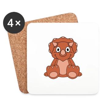 DINO - DINOSAURIER - KIND - BABY - Untersetzer (4er-Set) - Weiß - Vorne