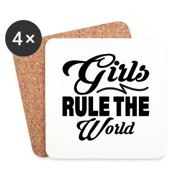 Les filles dominent le monde - Dessous de verre (lot de 4) - blanc - Devant
