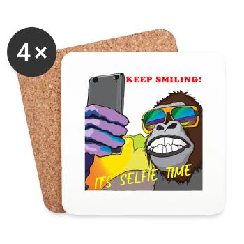 Funny gorilla makes selfie gift - Coasters (set of 4) - white - Front