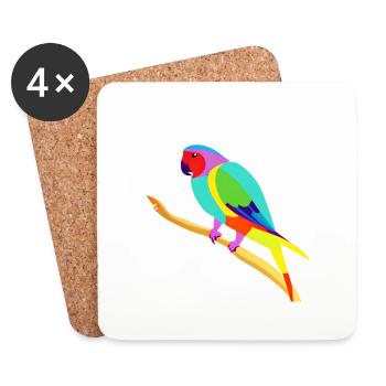 Propriétaire d’oiseaux Budgerigar Bird Cockatiel - Dessous de verre (lot de 4) - blanc - Devant