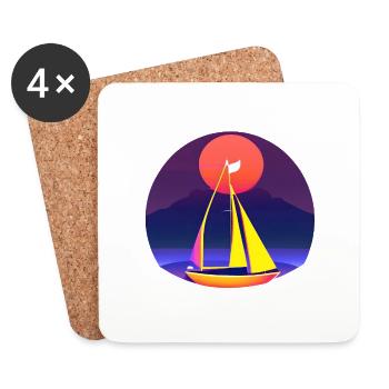 Sailing Sailing Ship Sailing Sailing Sailing Boat - Coasters (set of 4) - white - Front