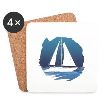 Sailing Sailing Sailing Ship Sailing Boat - Coasters (set of 4) - white - Front