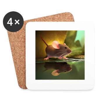 Eine Maus mit ihrem Spiegelbild - Untersetzer (4er-Set) - Weiß - Vorne