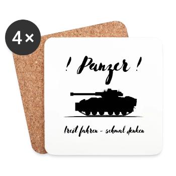 Panzer breit fahren schmal denken - Untersetzer (4er-Set) - Weiß - Vorne