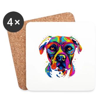 Hund mit Brille - Untersetzer (4er-Set) - Weiß - Vorne