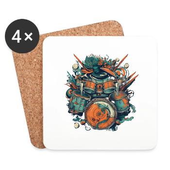 Drums big - Untersetzer (4er-Set) - Weiß - Vorne