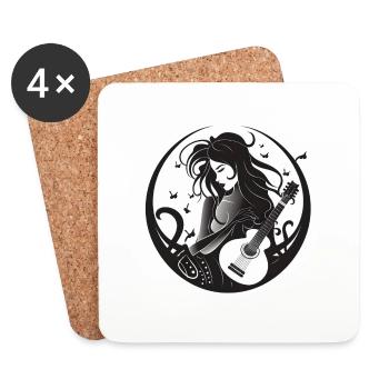 Guitar Woman - Untersetzer (4er-Set) - Weiß - Vorne