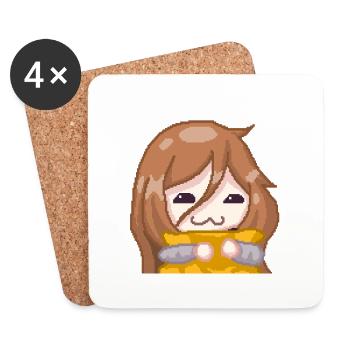 PillowG1rl Emote mit orangenem Kissen - Untersetzer (4er-Set) - Weiß - Vorne