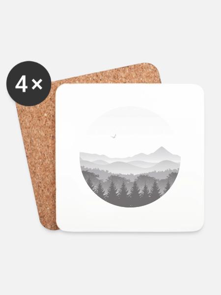 Berge im Nebel - Untersetzer (4er-Set) - Weiß