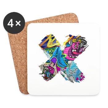 Graffiti-Stil Splash Hip Hop Farben Maler Farbe - Untersetzer (4er-Set) - Weiß - Vorne
