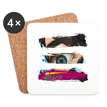 Graffiti style Splash hip hop couleurs peintre couleur - Dessous de verre (lot de 4) - blanc - Devant