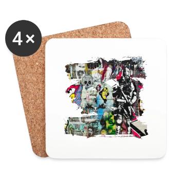 Graffiti style Splash hip hop couleurs peintre couleur - Dessous de verre (lot de 4) - blanc - Devant