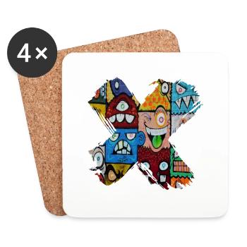 Graffiti style Splash hip hop couleurs peintre couleur - Dessous de verre (lot de 4) - blanc - Devant