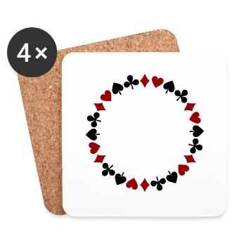 Kranz Spielkarten Skat Dame Mau-Mau Rommé - Untersetzer (4er-Set) - Weiß - Vorne