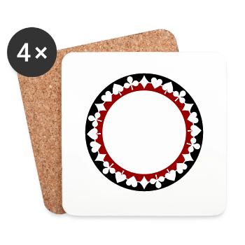 Cartes à jouer Kranz Skat bicolore - Dessous de verre (lot de 4) - blanc - Devant