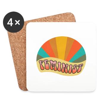 rétro-féminisme - Dessous de verre (lot de 4) - blanc - Devant
