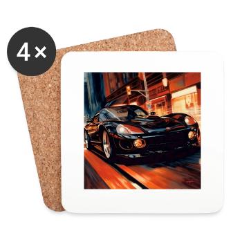 black sports car - Untersetzer (4er-Set) - Weiß - Vorne