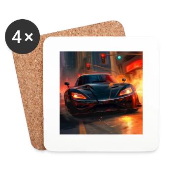 car with the headlights - Untersetzer (4er-Set) - Weiß - Vorne