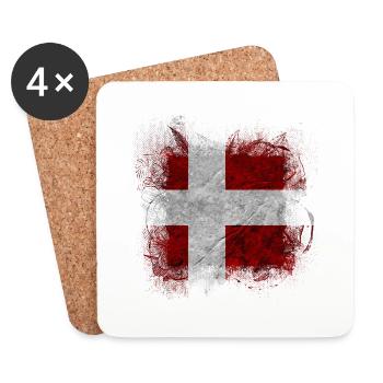 Danemark copenhague danois scandinave drapeau dansk - Dessous de verre (lot de 4) - blanc - Devant