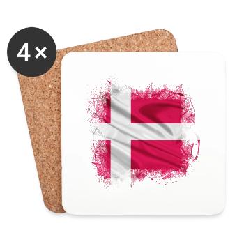 Danemark copenhague danois scandinave drapeau dansk - Dessous de verre (lot de 4) - blanc - Devant