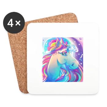 Licorne Fille Mythique Animal Licorne Licorne - Dessous de verre (lot de 4) - blanc - Devant