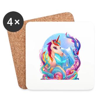Licorne Créature mythique Fille Licorne Licornes - Dessous de verre (lot de 4) - blanc - Devant