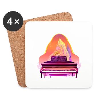 Pianiste Piano Piano Cadeau Pianiste - Dessous de verre (lot de 4) - blanc - Devant