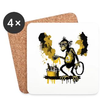 Cooler Schimpanse der sein eigenes Bier braut - Untersetzer (4er-Set) - Weiß - Vorne