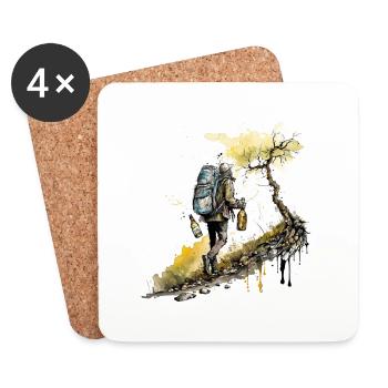 Beer hike in the mountains - Coasters (set of 4) - white - Front