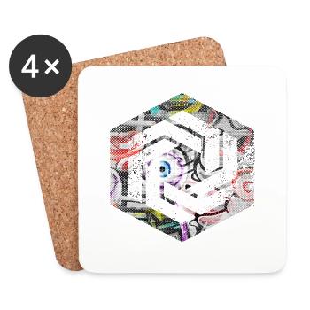 Hexagon-Programmierung Programmierer Codierung geometrisch - Untersetzer (4er-Set) - Weiß - Vorne