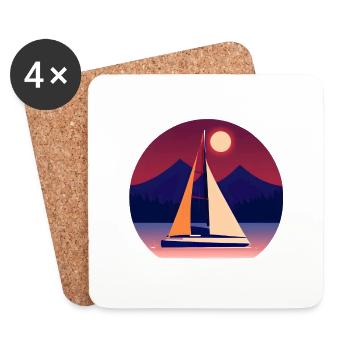 Sailing Sailing Ship Sailing Sailing Sailing Boat - Coasters (set of 4) - white - Front