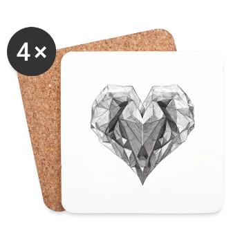 Saint-Valentin Fiançailles Fête des mères Mariage Amour - Dessous de verre (lot de 4) - blanc - Devant