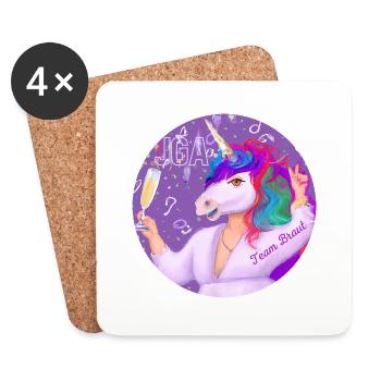 JGA Einhorn mit Sektglas - Team Braut - Untersetzer (4er-Set) - Weiß - Vorne