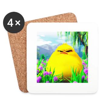 Grumpie Chick l’original - Dessous de verre (lot de 4) - blanc - Devant