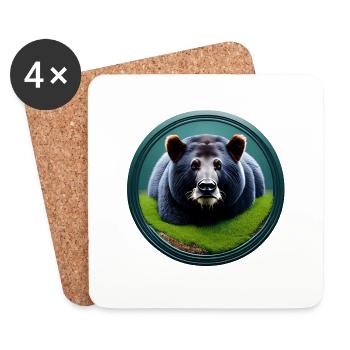 Braunbär im Wald - Untersetzer (4er-Set) - Weiß - Vorne