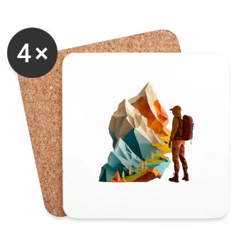 Cool outdoor experience with hikers and mountains - Coasters (set of 4) - white - Front