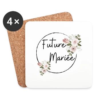 Future mariée floral - Dessous de verre (lot de 4) - blanc - Devant