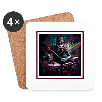Pink Drummer - Untersetzer (4er-Set) - Weiß - Vorne