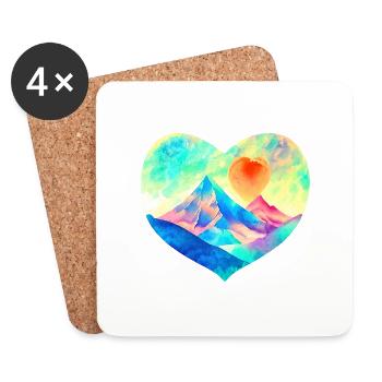 Mountains Mountain hikers Hiking Mountain hiking Hike - Coasters (set of 4) - white - Front