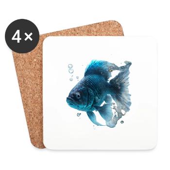 Realistischer Fisch aus Wasser - Untersetzer (4er-Set) - Weiß - Vorne