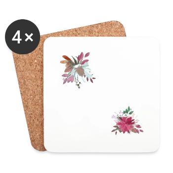 Équipe de la mariée floral - Dessous de verre (lot de 4) - blanc - Devant