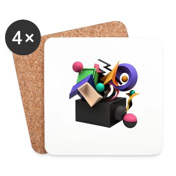 3D - Untersetzer (4er-Set) - Weiß - Vorne