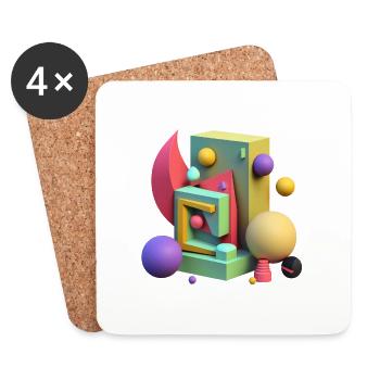 3D - Untersetzer (4er-Set) - Weiß - Vorne